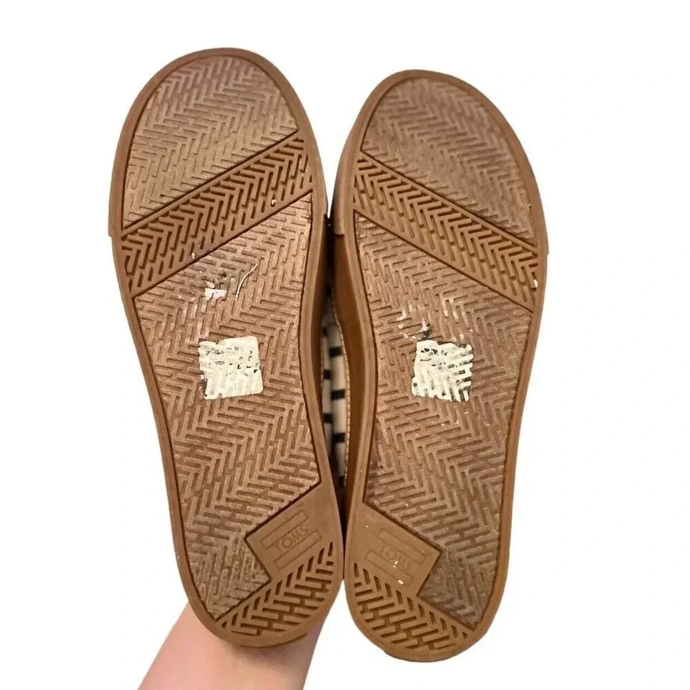 Toms Sunrise Riviera Slip-On Slide On Blue Stripe Size 8.5 Rubber Sole Canvas
